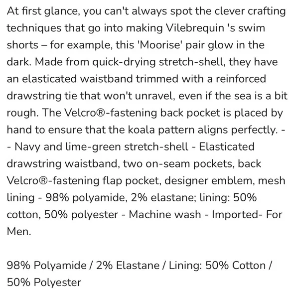 MENS VILEBREQUIN MOORISE MID-LENGTH GLOW IN THE DARK SWIM TRUNKS/SHORTS, SMALL - Picture 10 of 10